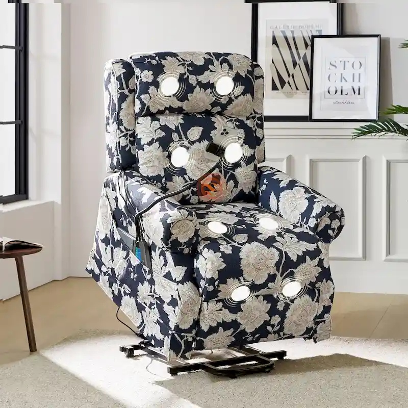 Traditional Lift Assist Power Recliner with Massage, Heat & Manual Headrest