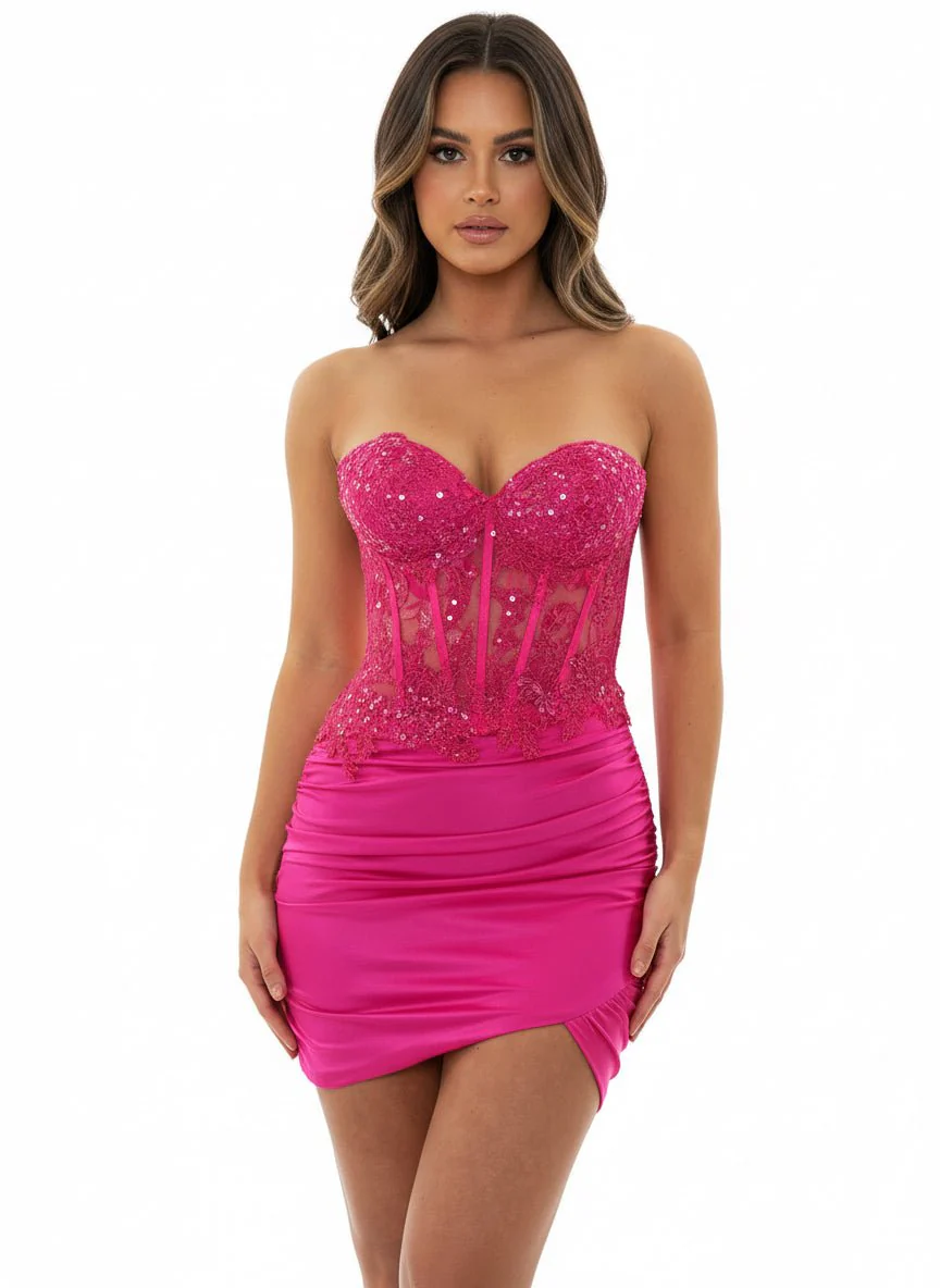 Sheath Sweetheart Fuchsia Tight Mini Party Dresses