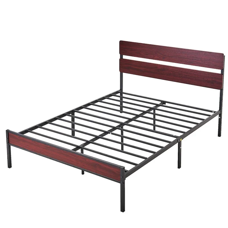 Javlergo Industrial Iron Bed Frames with MDF Headboard - Space-Saving & Durable