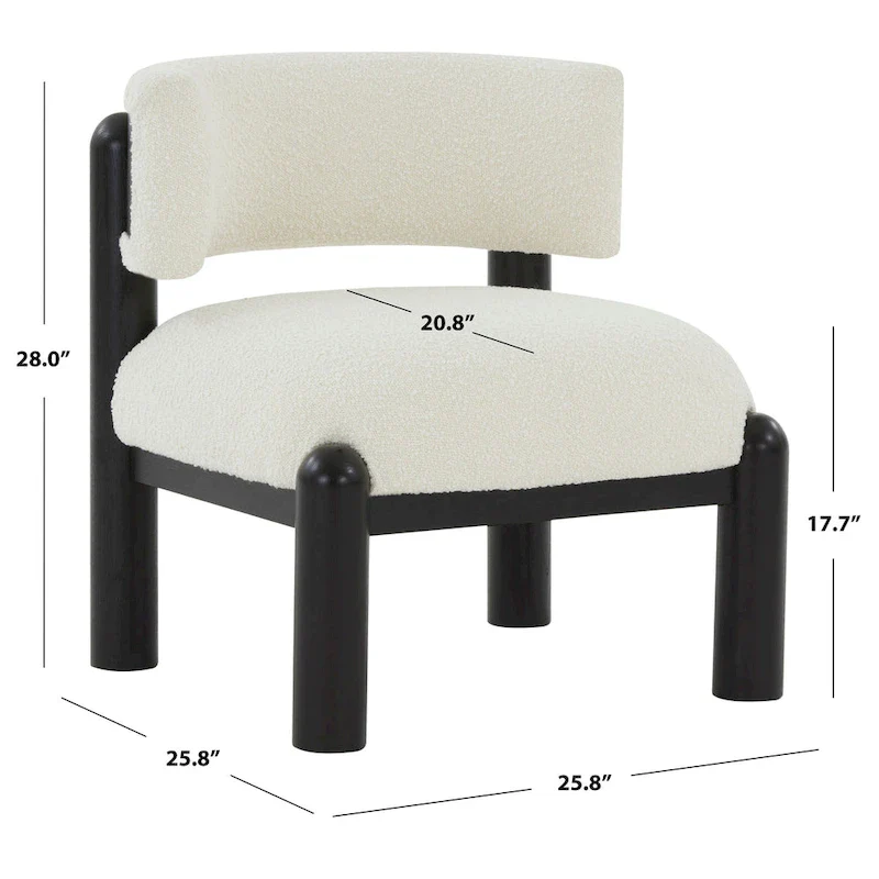 SAFAVIEH Couture Dineke Faux Shearling Accent Chair - 26 In. W x 26 In. D x 28 In. H - 26Wx26Dx28H