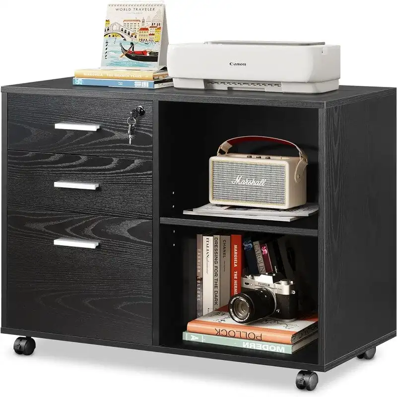 3-Drawer Wood File Cabinet - 15.7 D x 31.3 W x 24.7 H