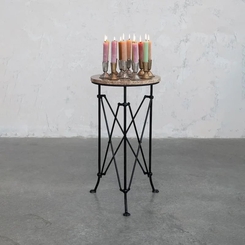 Round Metal Side Table with Claw Feet