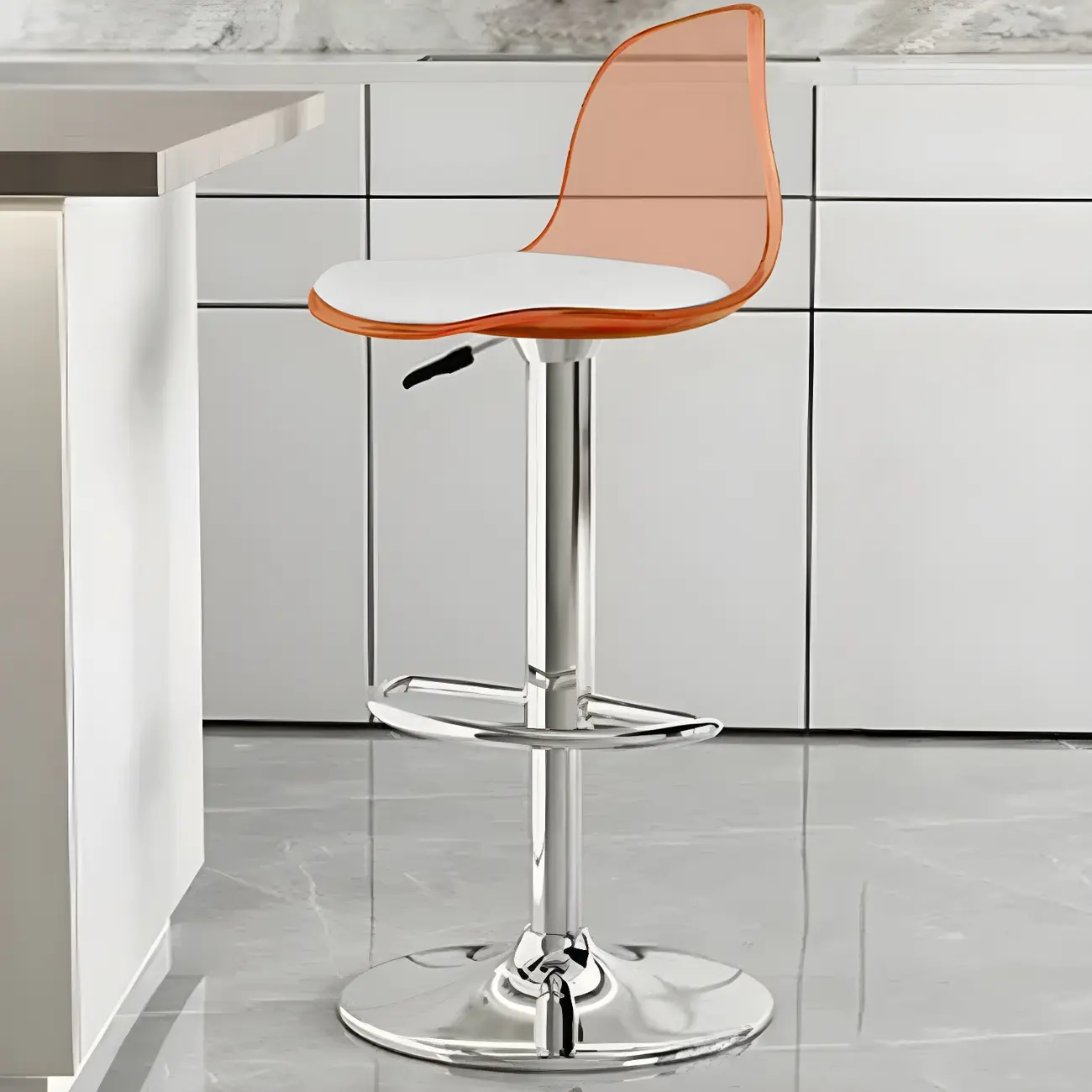 Modern Swivel Cushioned Acrylic Bar Stools with Backs