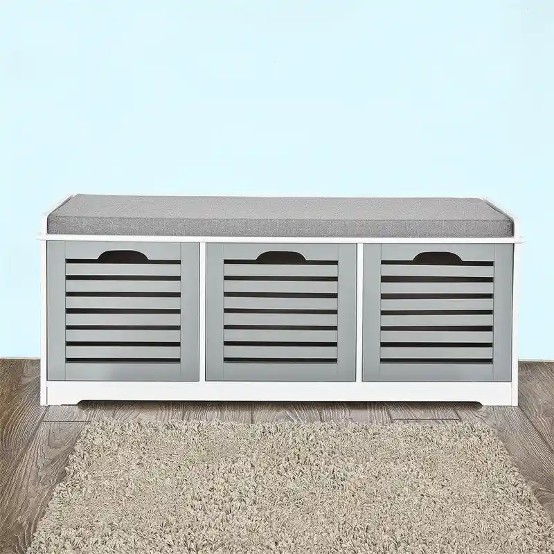 Storage Bench with 3 Drawers - 13.78D x 41.34W x 16.93H