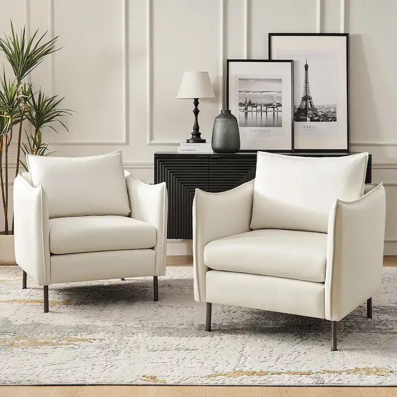Anti-Scratch Fabric Accent Chair, Modern Style, Set of 2
