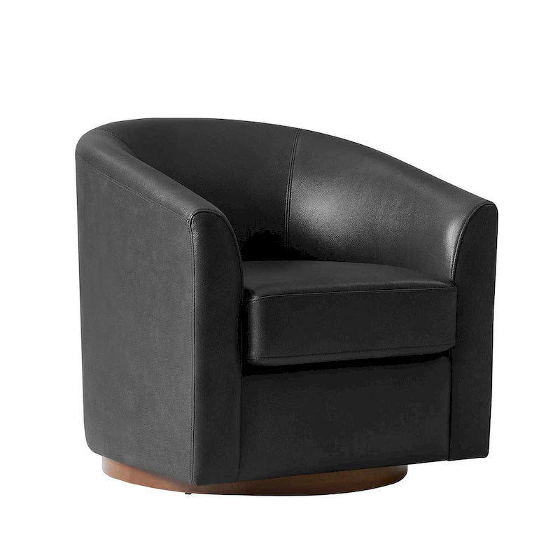 Swivel Barrel Chair, Modern Style, Genuine Leather – Brown / Sage / Camel, Single