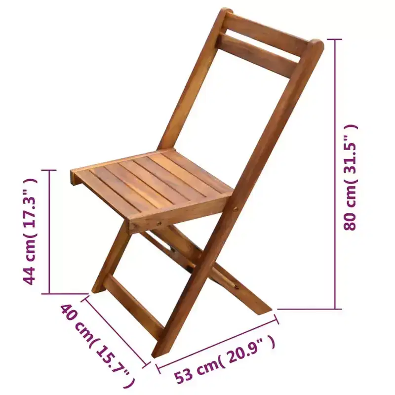vidaXL Bistro Set Wood Tone Solid Acacia Wood Foldable Bistro Set
