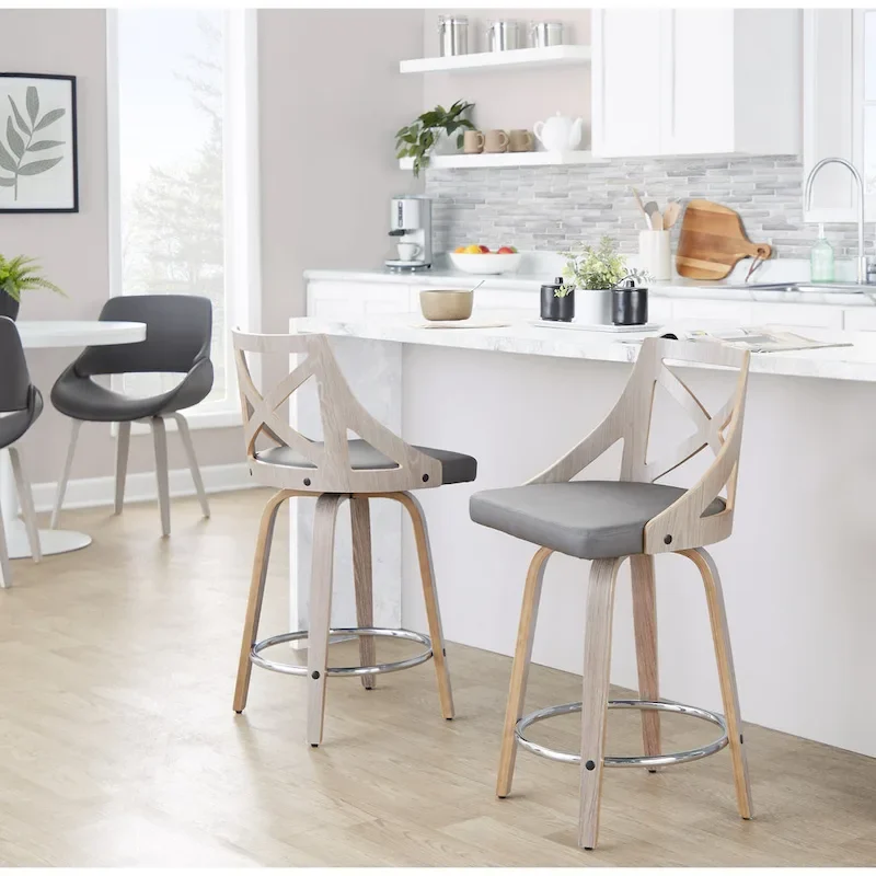 The Gray Barn Charlotte 24 Fixed-Height Counter Stool with Bent Wood Legs (Set of 2)