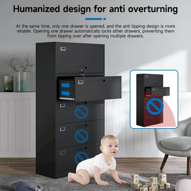 4-Drawer Lateral File Cabinet with Lock