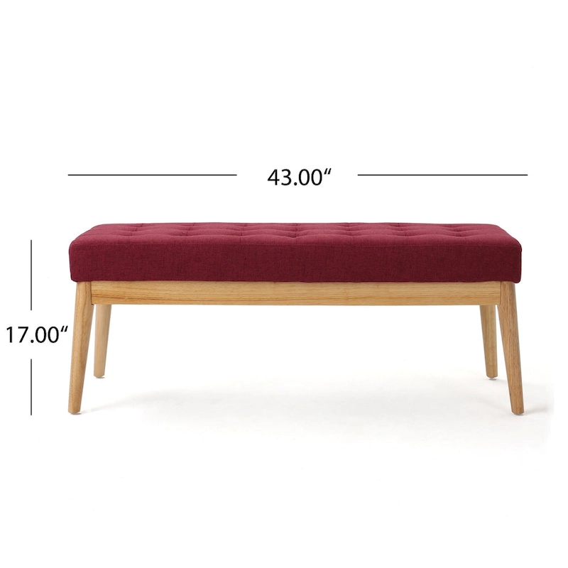 Saxon Mid-century Tufted Fabric Ottoman Bench by Christopher Knight Home - 43.00 L x 15.75 W x 17.00 H