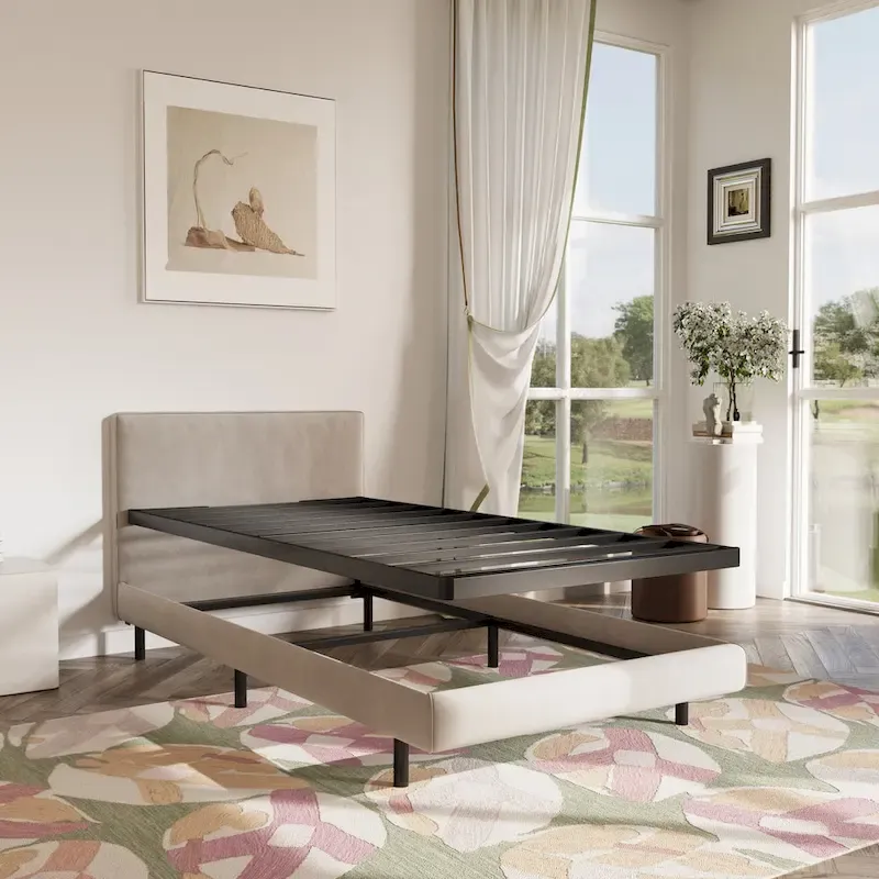 Black Metal Bed Frame, Modern Style, Twin–Cal King, 1–2 Person