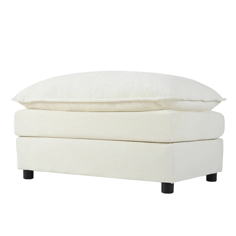 109.45 Chenille Upholstered L-Shaped Modular Sectional Sofa with Double-Layer Cushions, DIY Combination