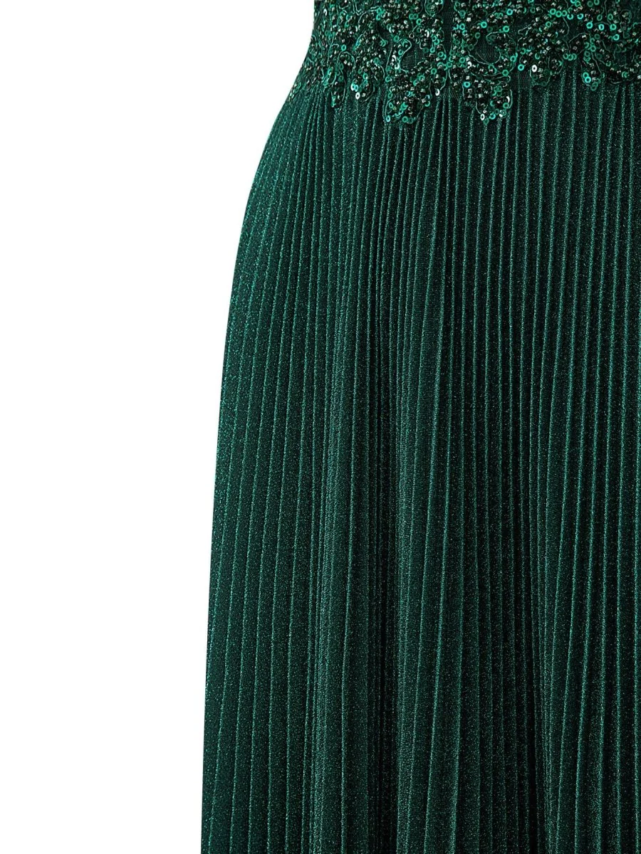 Rose Pink A-line Floor Length Glitter Jersey Prom Dress with Appliques and Sequins