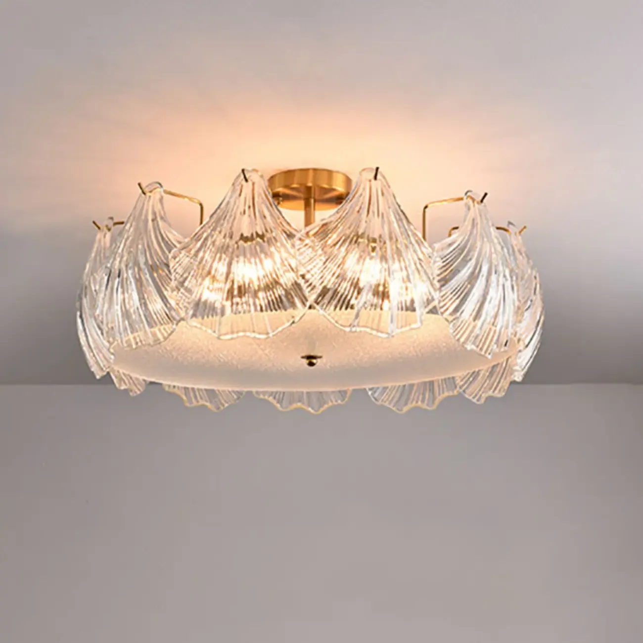 Luxury Living Room Ceiling Light with Glass Shell Shade