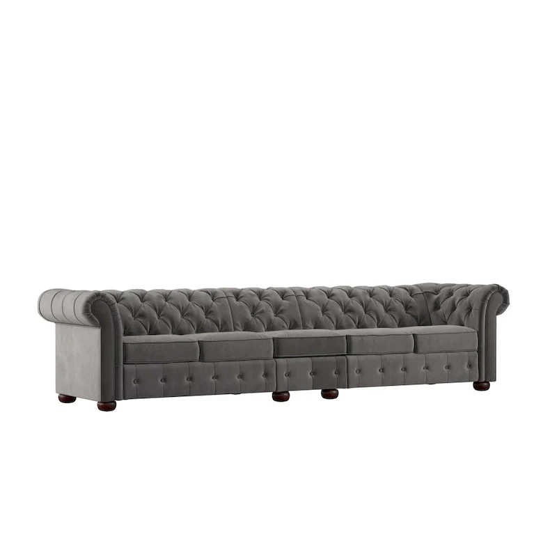 Knightsbridge Grey Extra Long Chesterfield Sofa by iNSPIRE Q Artisan