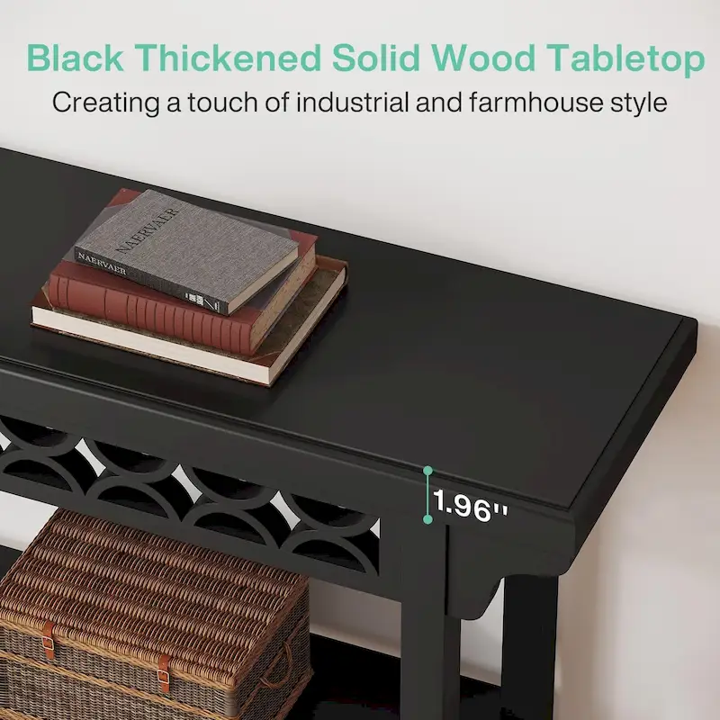 70.8 Inch Farmhouse Solid Wood Long Console Table Sofa Table