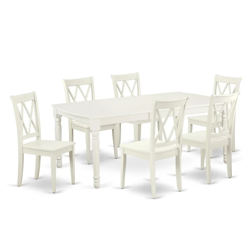 East West Furniture Dining Table Set- a Rectangle Kitchen Table and Dinette Chairs, Linen White(Pieces Option)