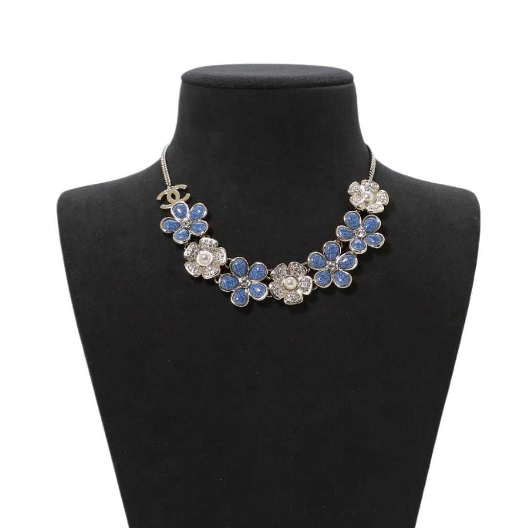 CCN446 Chanel Cowboy denim flower charm choker necklace - ccjewelryacc