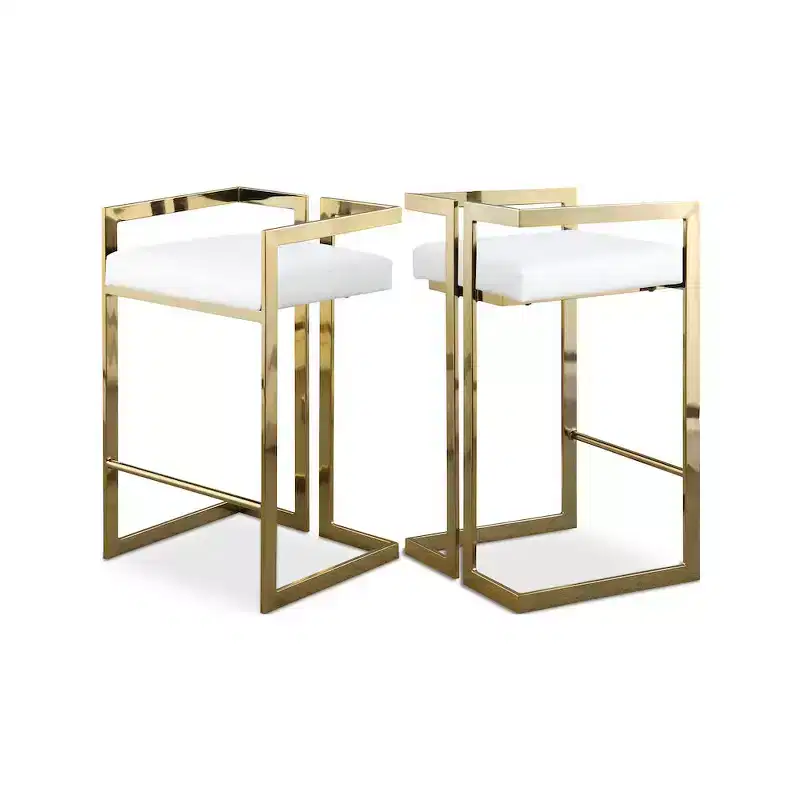 Meridian Furniture,Ezra White Vegan Leather Stool, Set of 2