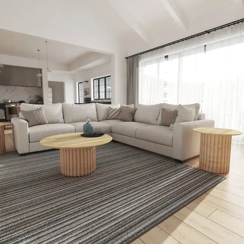 Sejo Coffee Table, 34 Inch Round Top with Fluted Base in Natural Brown Mango Wood