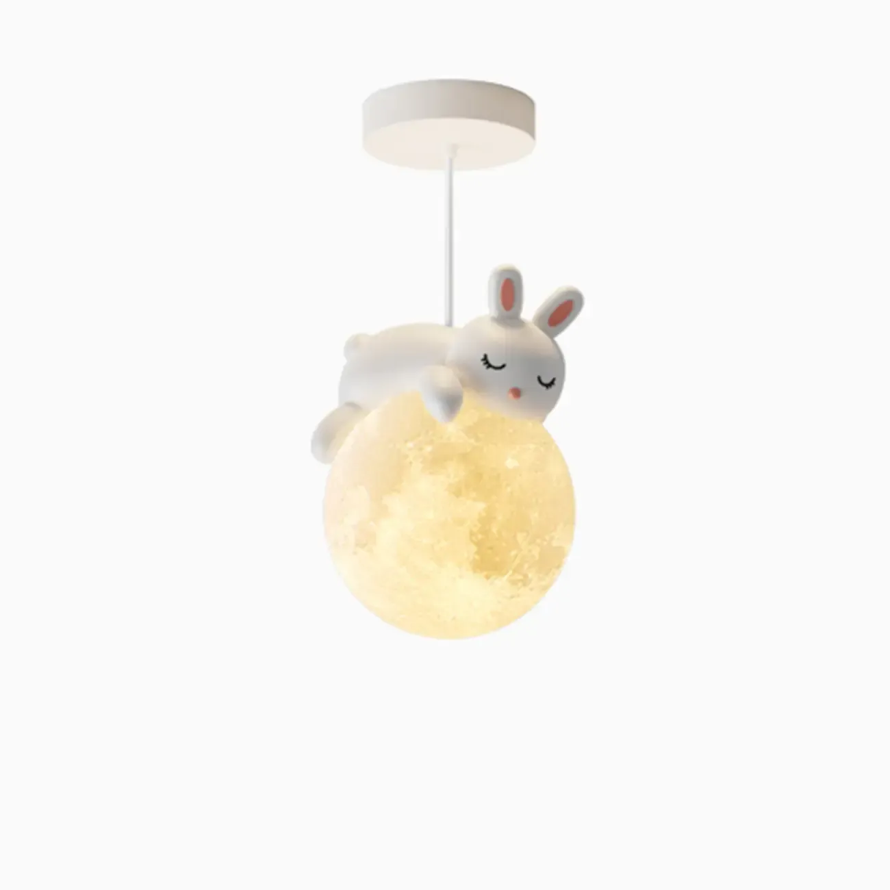 Cartoon Animal White Metal Acrylic Globe Pendant Light