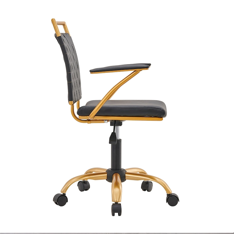 LUXMOD Goldtone Leather Mid Back Office Chair Swivel Computer Desk Chair