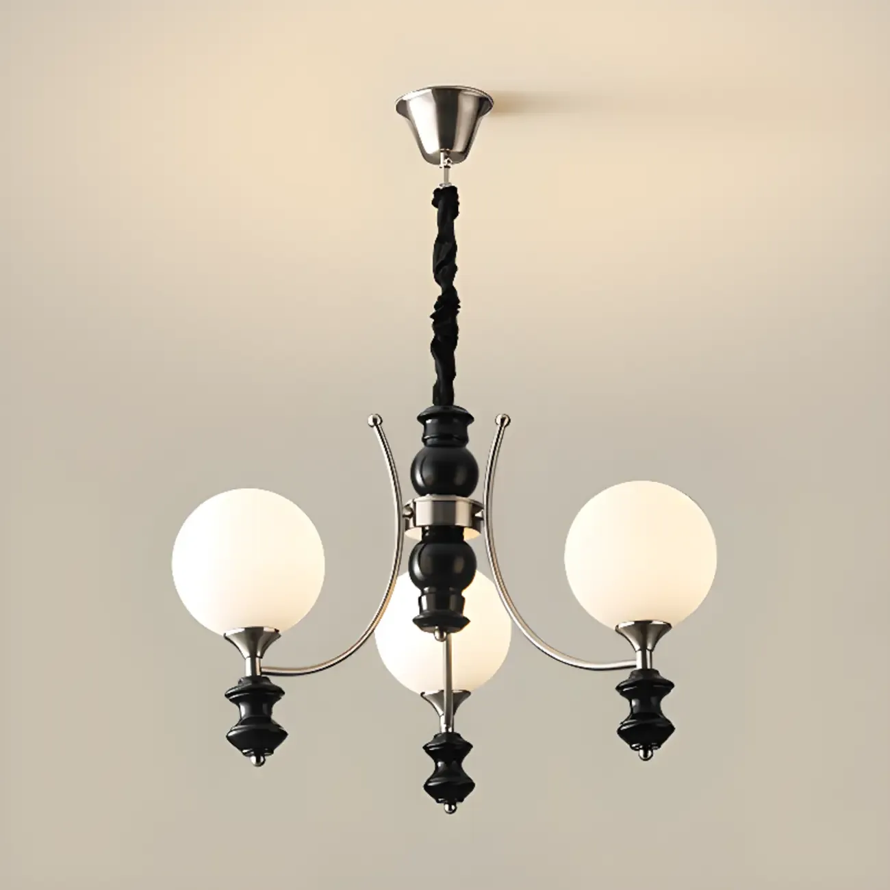 Multi-Light Globe Chandelier with White Glass Shades