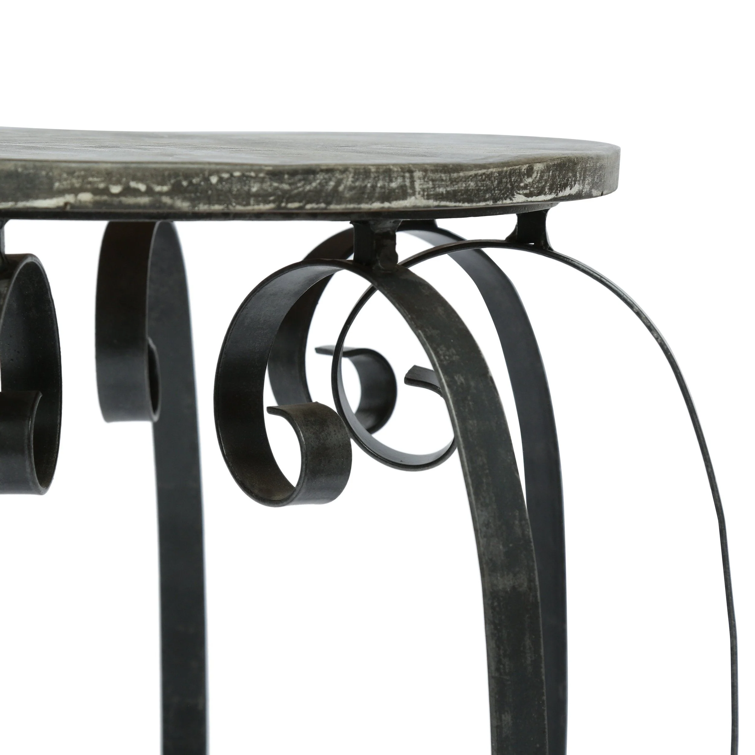 Modern Industrial Handcrafted Mango Wood Side Table, Gray and Black - NH926413