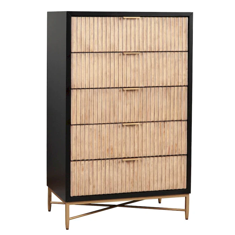 Black / White 5-Drawer Chest with Gold Legs – Single User