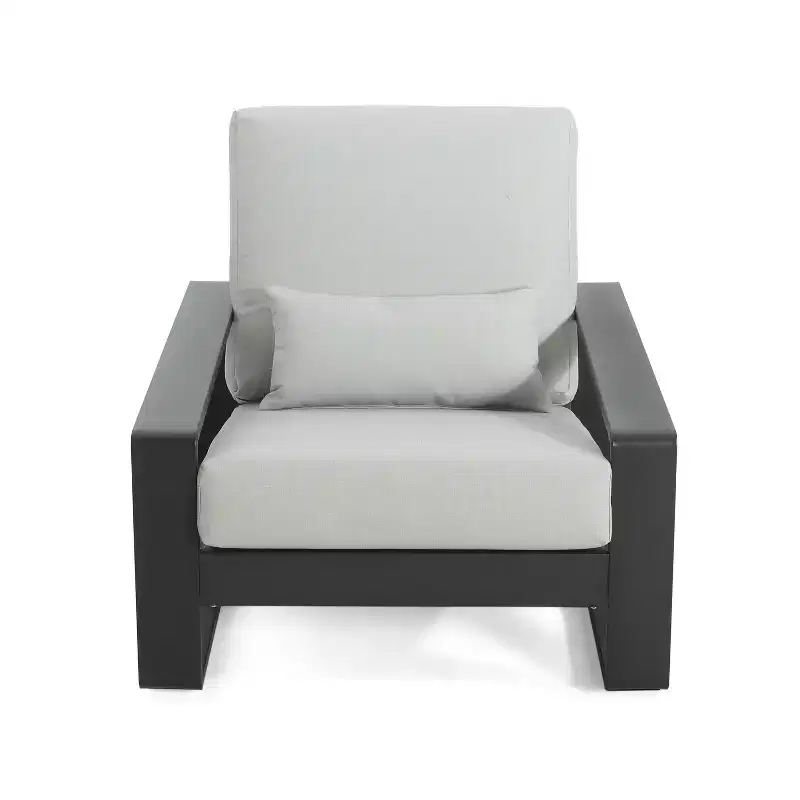 ModernLuxe Aluminum Lounge Chair Patio Club Chairs Ergonomic Accent Chair Armchair with Cushions, Indoor/Outdoor (Set of 1/2)