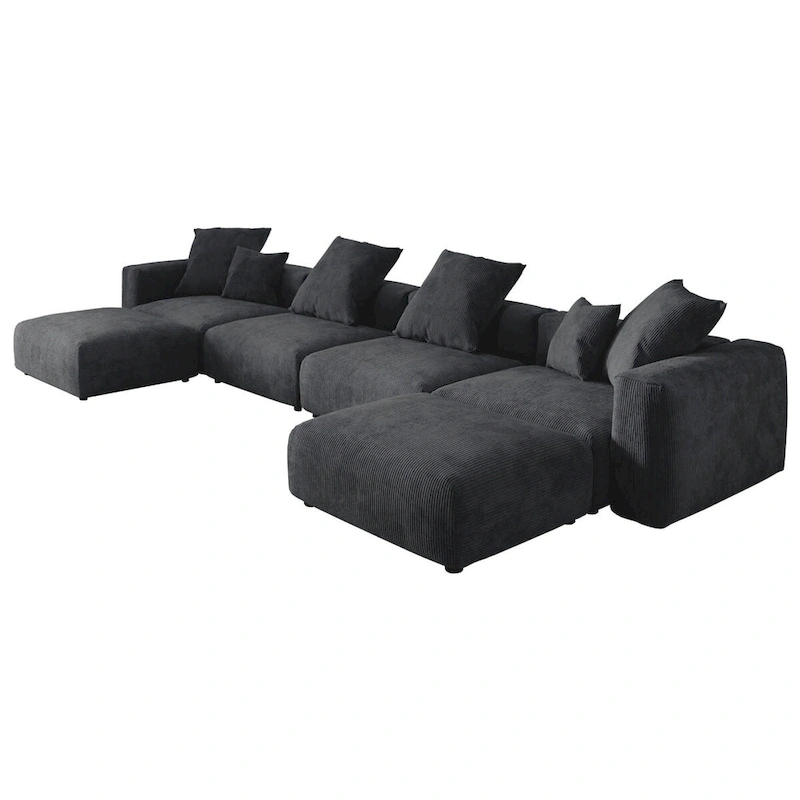 U-Shaped Luxurious Modular Sectional Couch with Chaise Ottoman