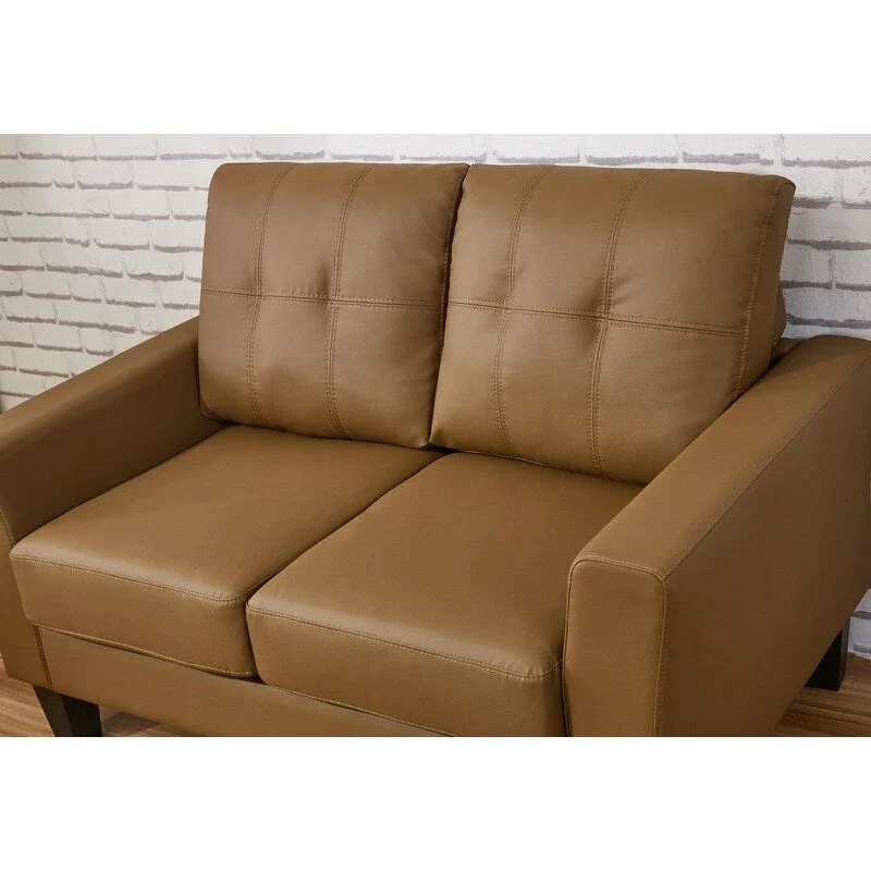 Mid-Century Modern Faux Leather Loveseat - Seats 2