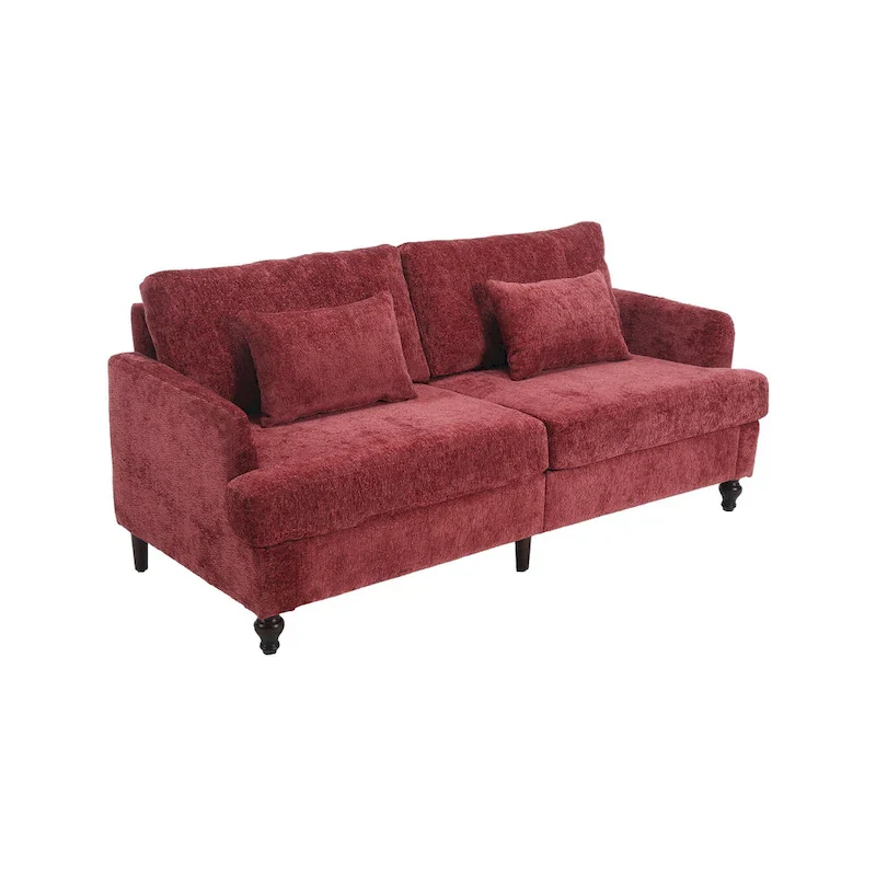 Red 68.9  Chenille 2-Seater Sofa with Detachable Cushions