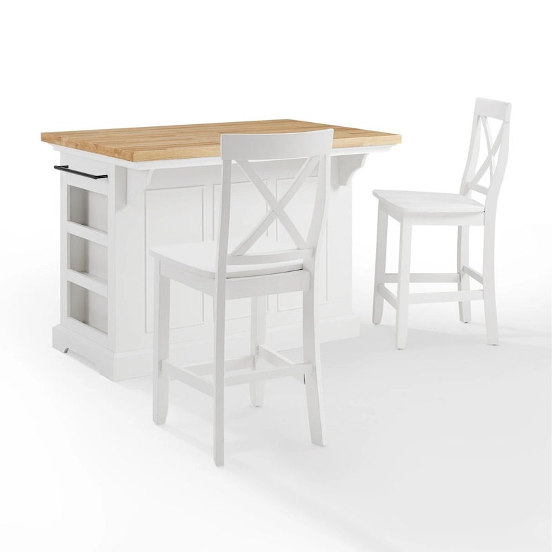 Crosley Julia Wood Top Island With X-Back Stools - 50 W x60 D x41 H