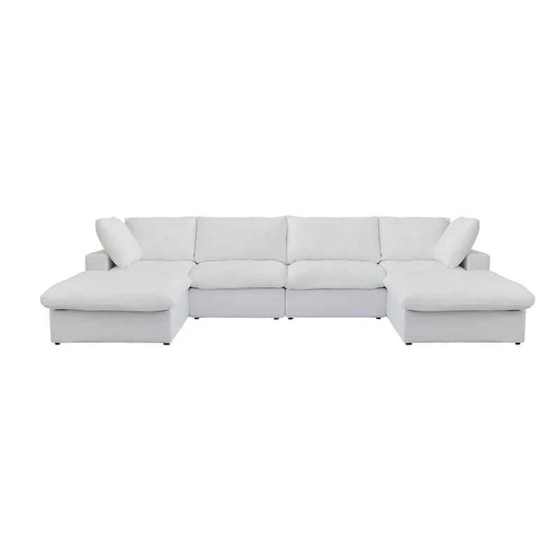 Large U-Shape Linen Reversible Modular Seating Component Sectional with 2 Ottoman