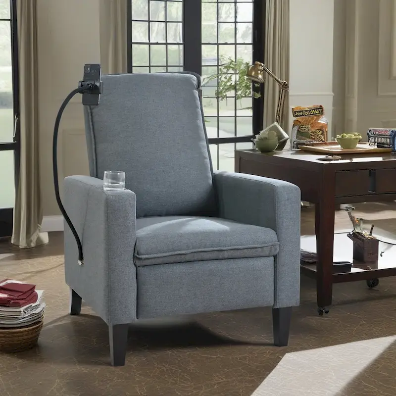 Adjustable Recliner Sofa with Built-in Cup Holder & Storage Compartment