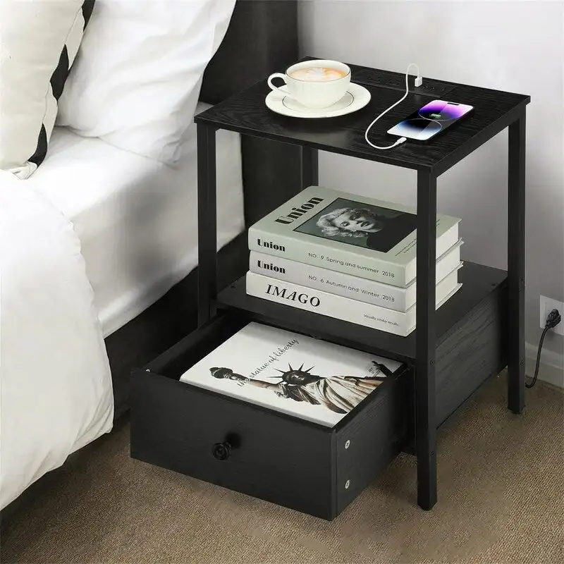 Side Table with Charging Station - 11.8D x 15.7W x 23.6H