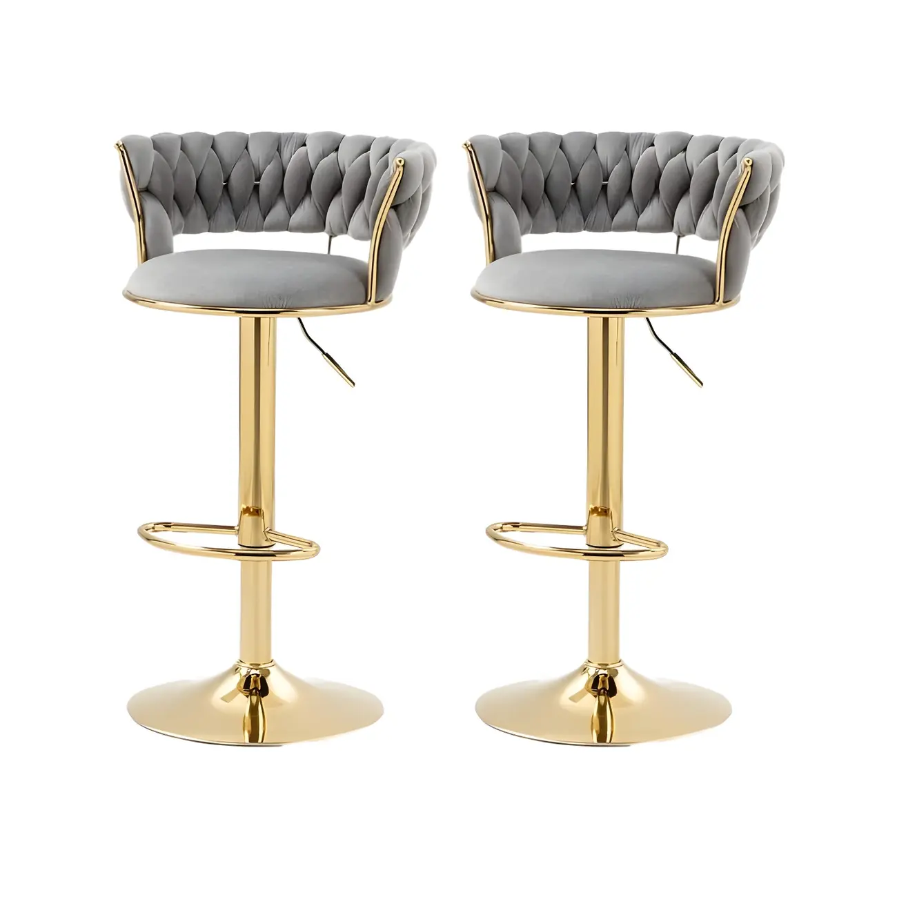 Gold Base Low Back Adjustable Swivel Bar Stool