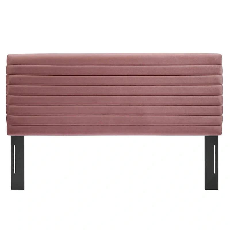 Channel Tufted Velvet Headboard – Full/Queen, 1–2 Person | Midnight Blue / Pink / Dusty Rose / Gray / White / Ivory