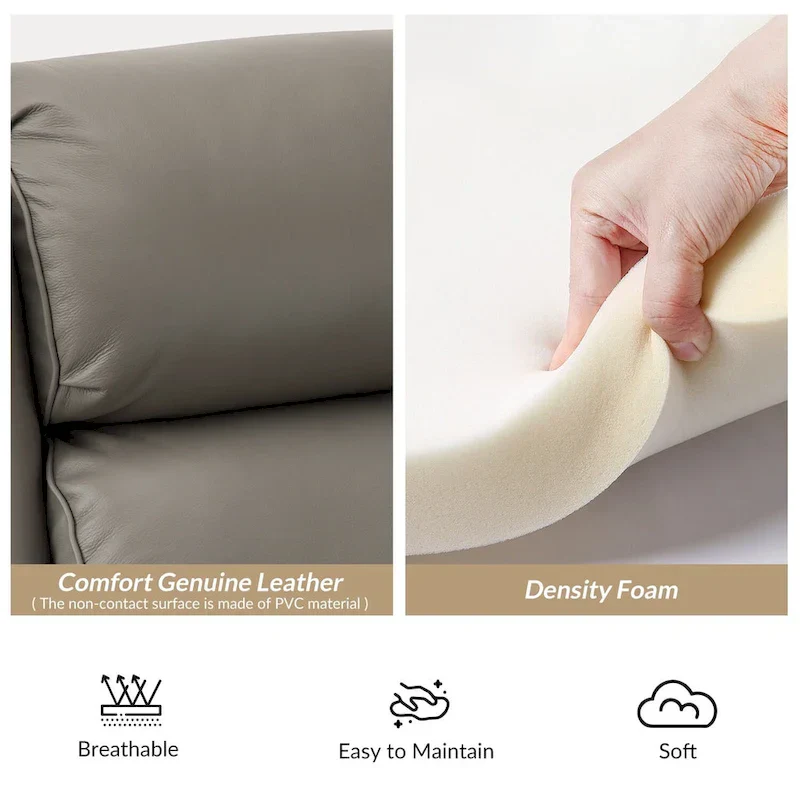 Noemon Modern Genuine Leather Recliner with Nailhead Trims Set of 2 by HULALA HOME