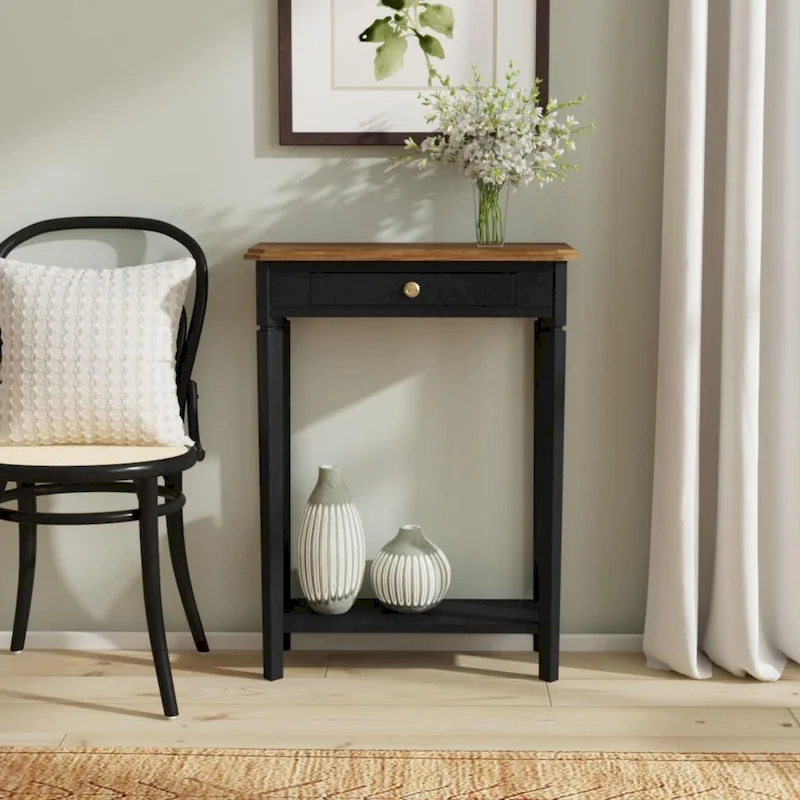 Marnie Two-tone 1-drawer Solid Wood Console Accent Table with Shelf by