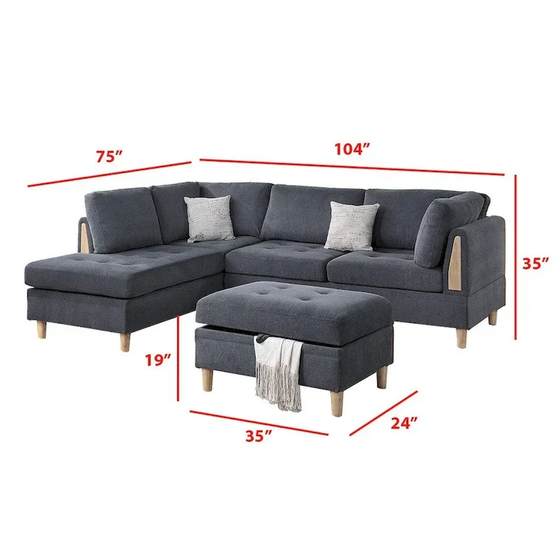 Poundex Furniture Chenille 3 piece Sectional