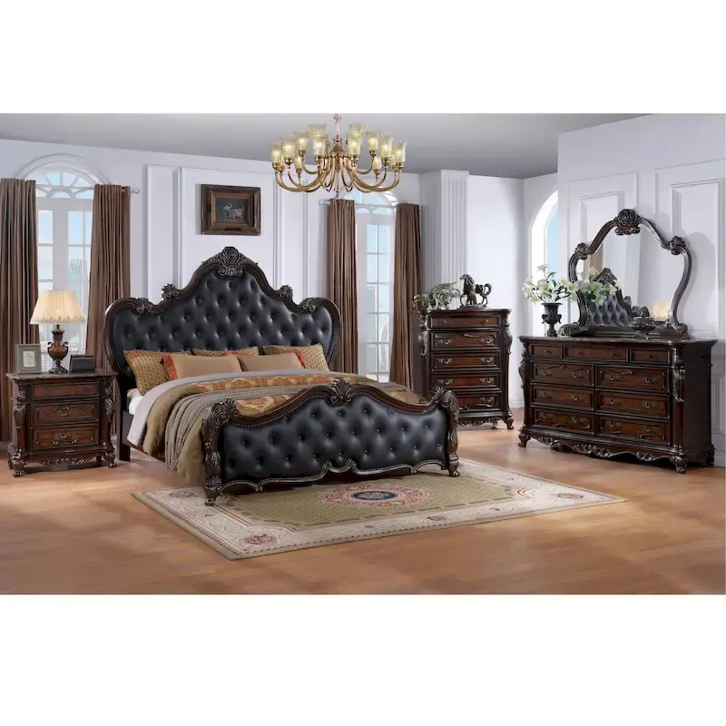 Furniture of America Eugene Traditional 6-Piece Solid Wood Panel Bedroom Set