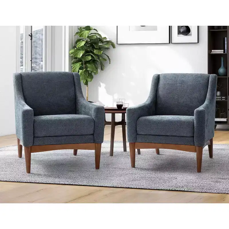 Set of 2 Gerard Mid-century Modern Style Armchair with Sloped Arms| ART OF LIVING DESIGNS