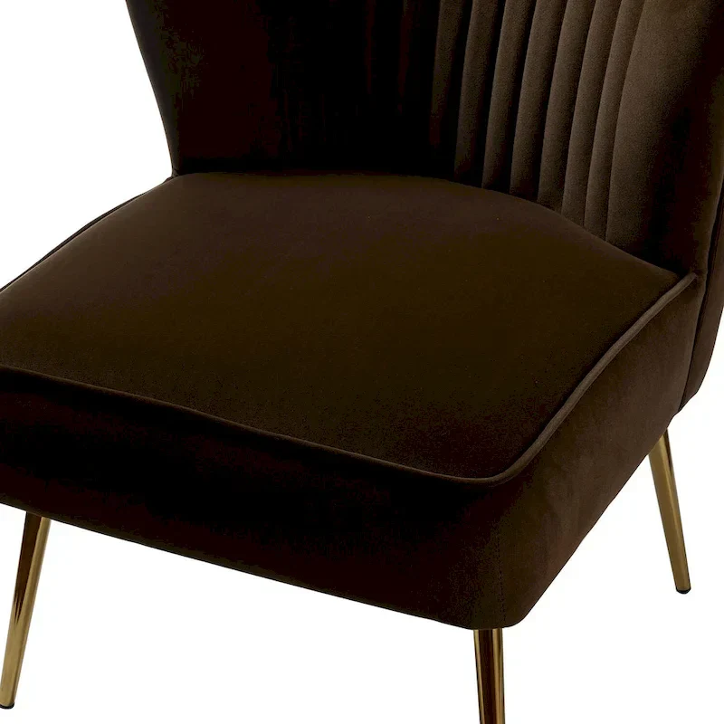 Monica Living Room Armless Accent Comfy Chair with Tufted Back and Metal Legs by HULALA HOME