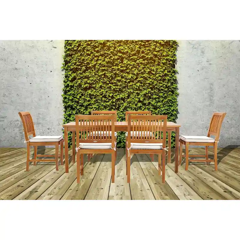Chic Teak Bermuda Rectangular Teak Wood Patio Bistro Dining Table, 55 x 35 inch (Table Only)