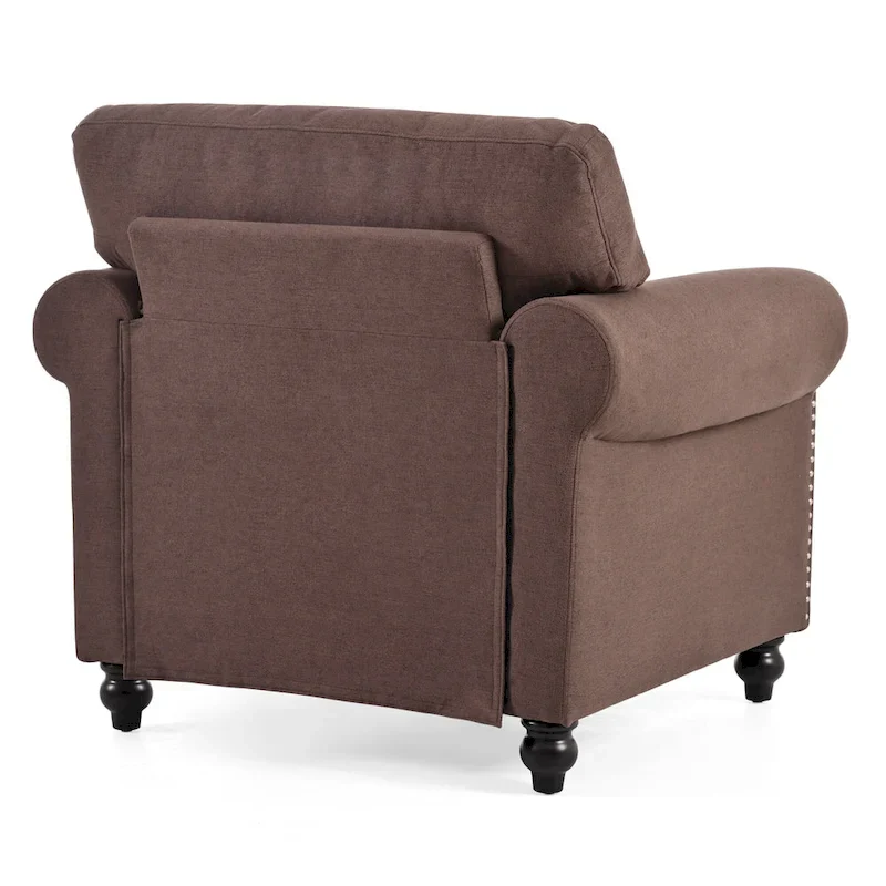 Brown 37.4  Accent Chair with Nailheads