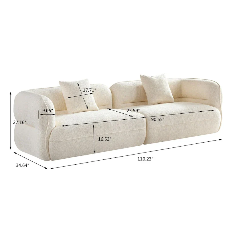 Sectional Sofa 4-seater Sofa Couch Durable Fabric with Solid Wood Frame
