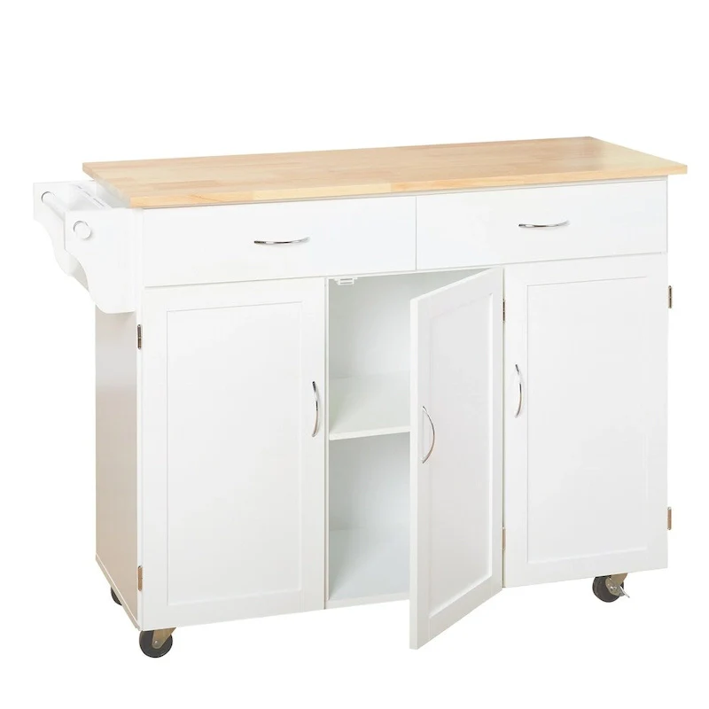Rolling Kitchen Cart with Wood Top