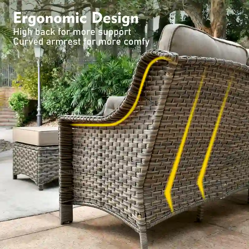 XIZZI 6-piece Patio Wicker Furniture Set with Fire Pit Table